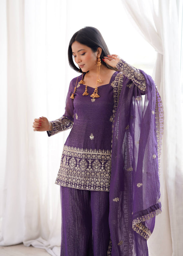 Elegant Woman in Stunning Purple Dress