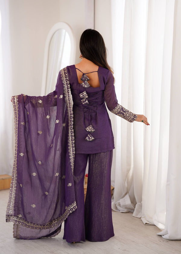 Elegant Woman in Stunning Purple Dress