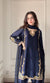 Midnight Blue Zari Bids Hand Work Full Hand Work Suit Set