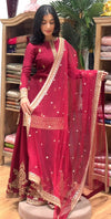 Luxury Red Designer Sharara Palazzo Suit Set