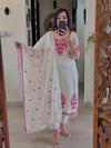 Stylish White Ensemble with Floral Accents
