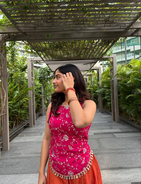 Capturing Joy in Vibrant Orange Attire