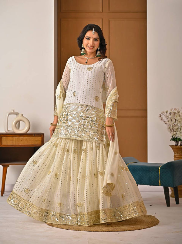 Radiant Charm: White and Gold Ensemble
