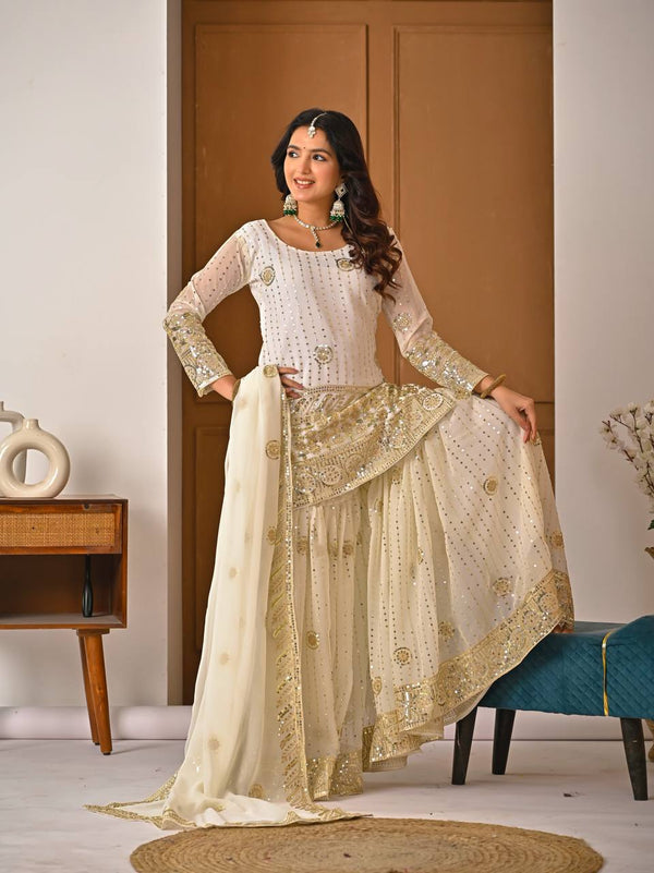 Radiant Charm: White and Gold Ensemble