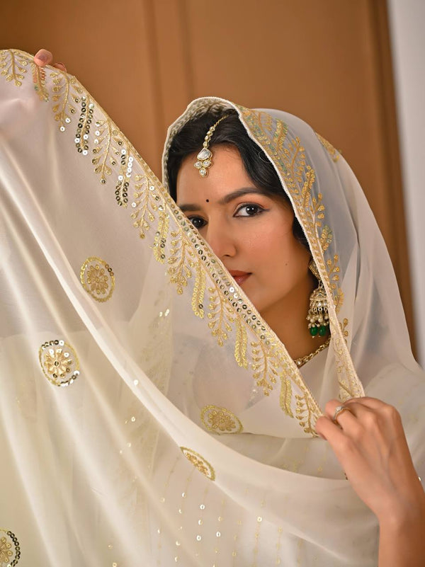 Radiant Charm: White and Gold Ensemble