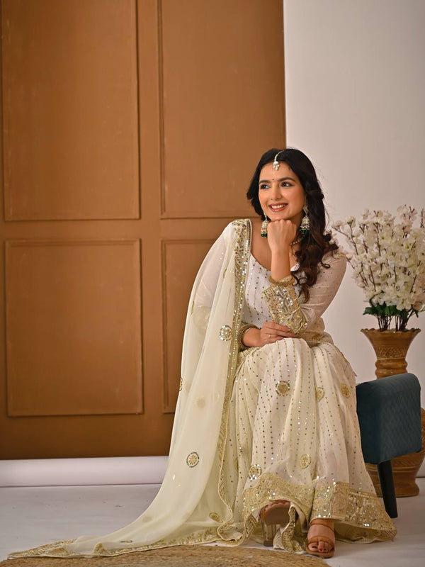 Radiant Charm: White and Gold Ensemble