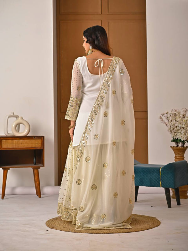 Radiant Charm: White and Gold Ensemble