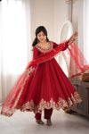 Graceful Red Anarkali Suit for Modern Elegance