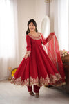 Graceful Red Anarkali Suit for Modern Elegance