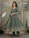 Elegant Green Embroidered Anarkali Ensemble
