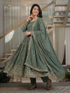 Elegant Green Embroidered Anarkali Ensemble