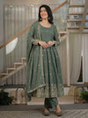 Elegant Green Embroidered Anarkali Ensemble