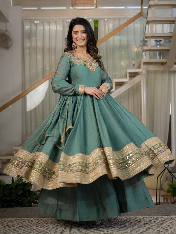 Stunning Green Anarkali for Cultural Celebrations