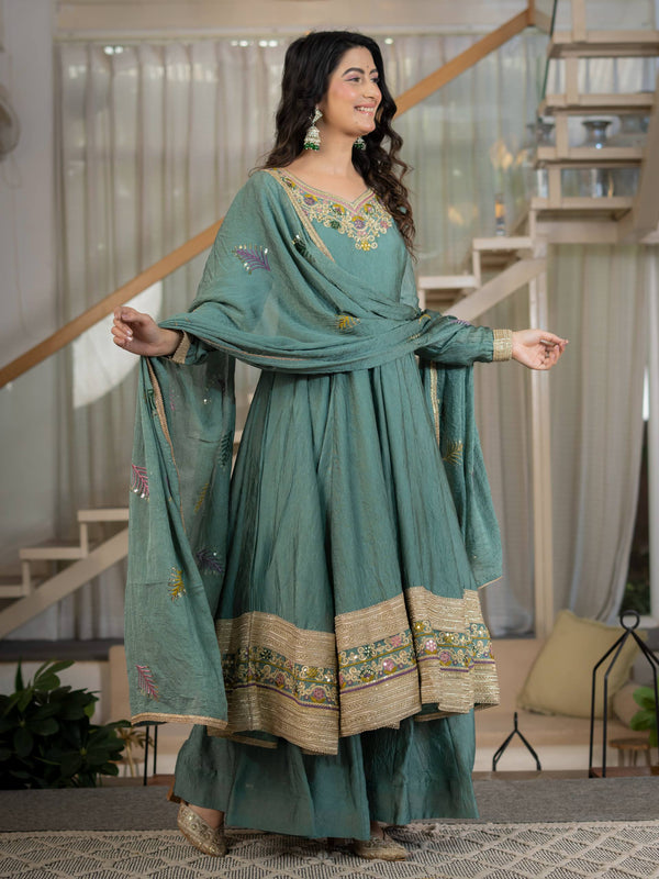 Stunning Green Anarkali for Cultural Celebrations