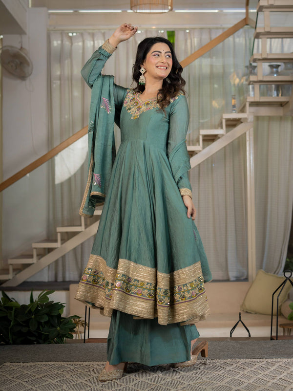 Stunning Green Anarkali for Cultural Celebrations