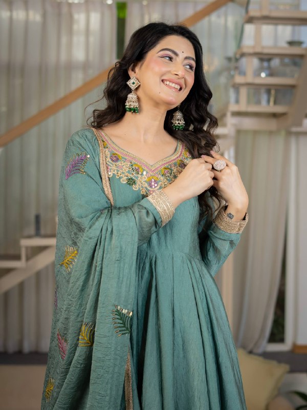 Stunning Green Anarkali for Cultural Celebrations