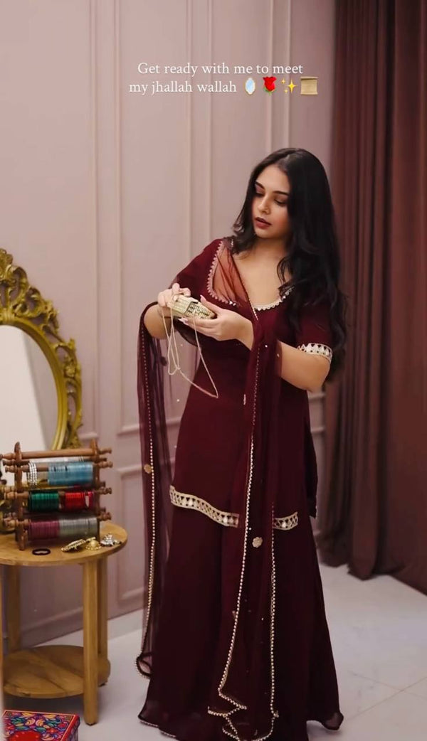 Timeless Beauty in Maroon Dress