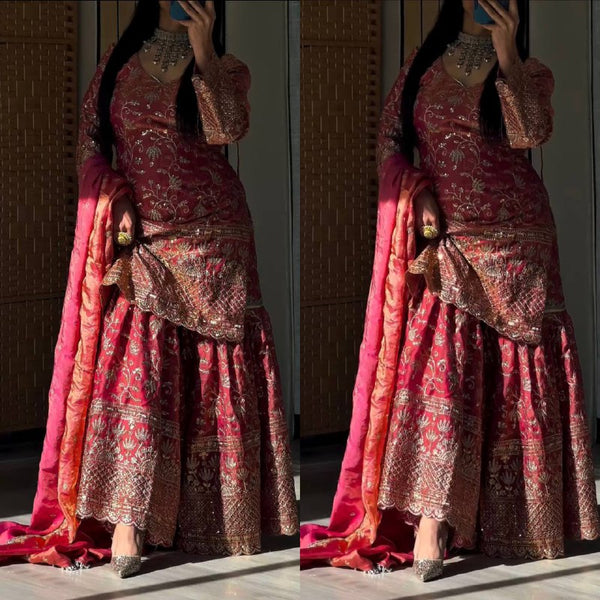 Glam Vibe Stylish Sharara Outfit With Dupatta