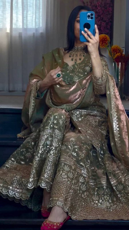 Glam Vibe Stylish Sharara Outfit With Dupatta
