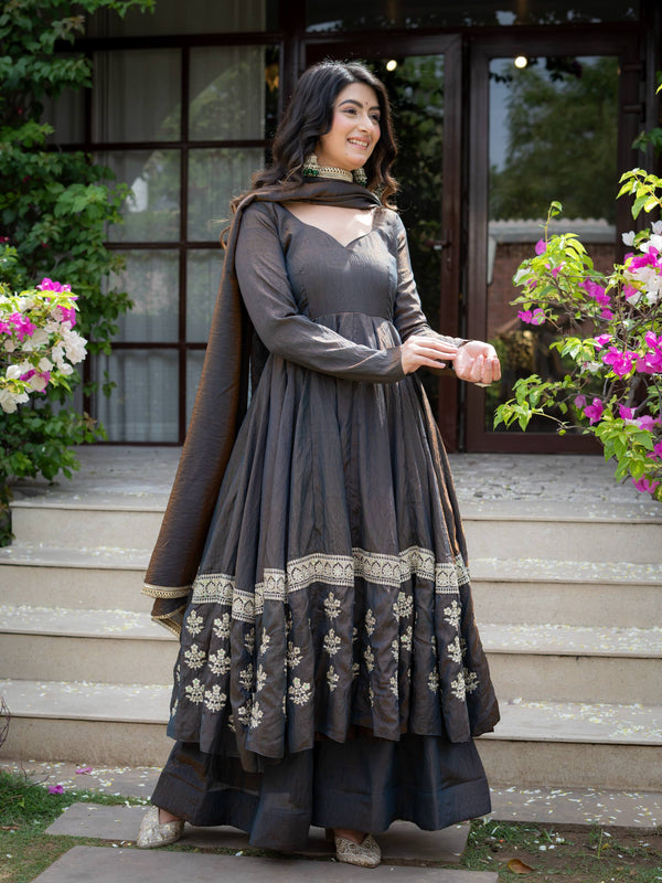 Elegant Dark Grey Anarkali Suit for Women