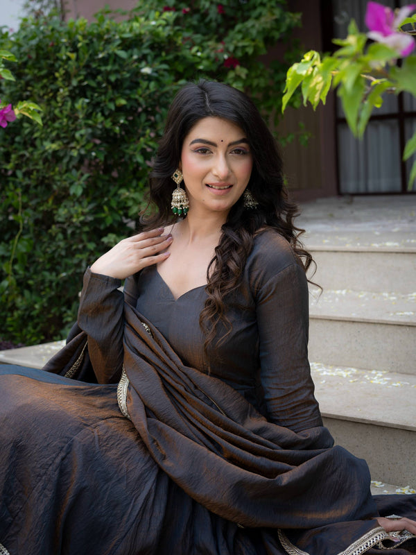 Elegant Dark Grey Anarkali Suit for Women
