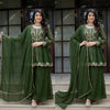 Graceful Green Suit Adorned with Gold Embroidery