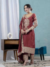 Majestic Maroon Suit Adorned in Gold