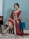 Majestic Maroon Suit Adorned in Gold