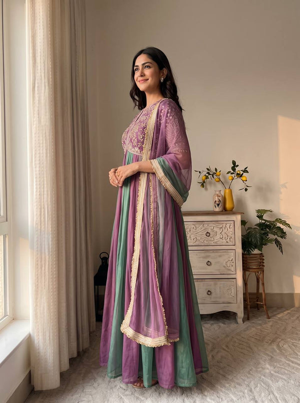 Elegant Woman in Striking Dress Pose