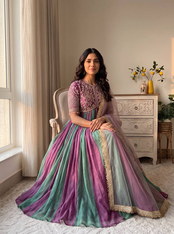 Elegant Woman in Striking Dress Pose