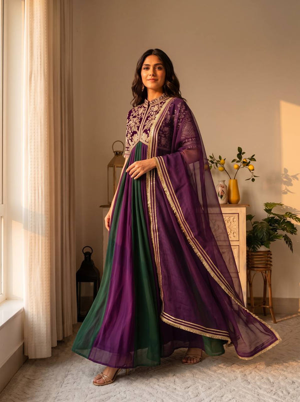 Elegant Woman in Striking Dress Pose
