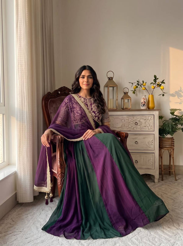 Elegant Woman in Striking Dress Pose