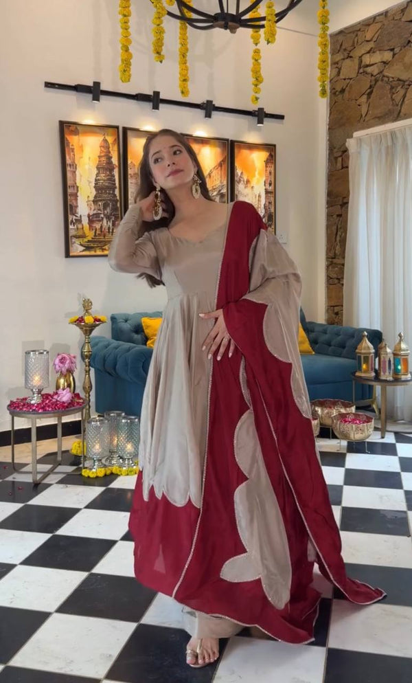 Elegant Woman in Striking Dress Pose