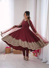 Elegant Maroon Anarkali: A Timeless Tradition