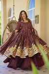 Women's Festive Maroon Anarkali Ensemble