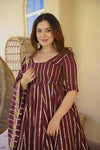 Women's Festive Maroon Anarkali Ensemble