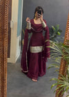 Maroon Garara Suit Heavy Star Georgette Silk Embroidery Work Sharara Suit
