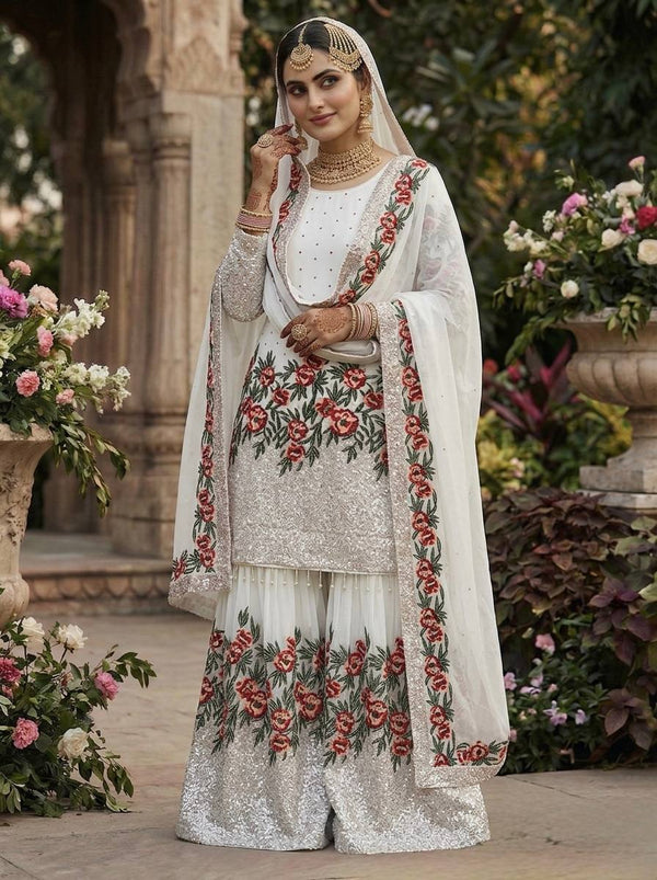Radiant Rose Embroidered Ethnic Ensemble