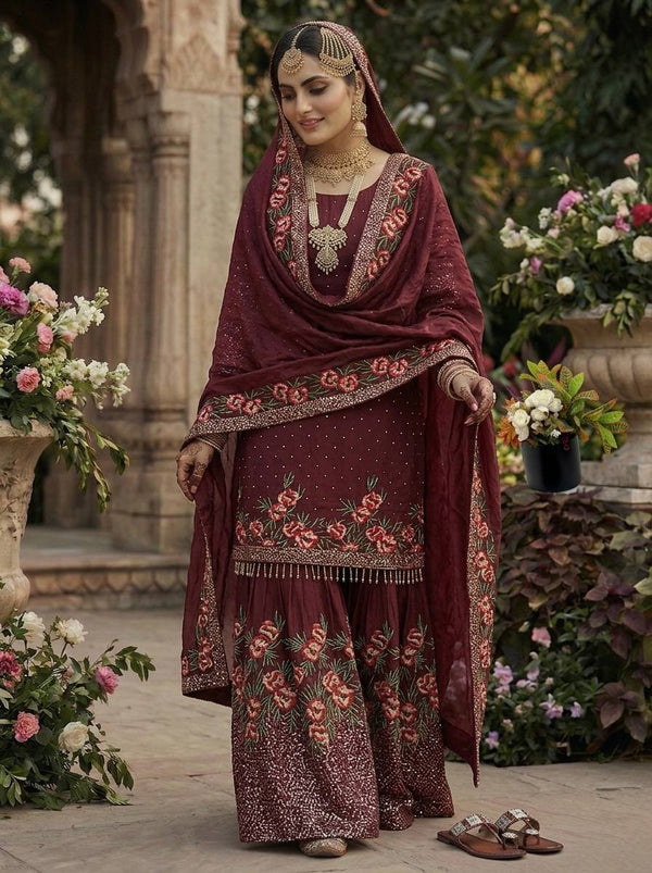 Radiant Rose Embroidered Ethnic Ensemble