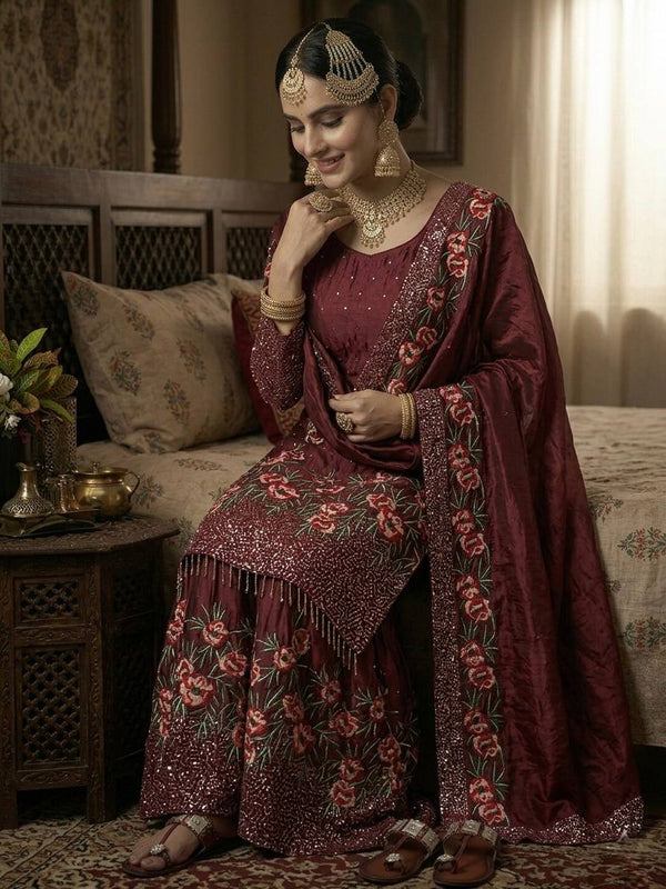 Radiant Rose Embroidered Ethnic Ensemble