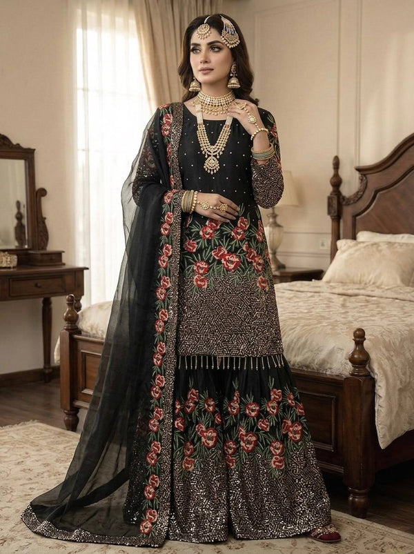 Radiant Rose Embroidered Ethnic Ensemble