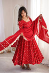 Elegant Red Anarkali Dress with Dupatta