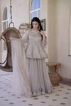 Graceful Moments in a Grey Dress