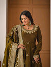 Elegant Olive Green Festive Gown