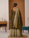 Elegant Olive Green Festive Gown