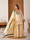 Chic Cream Attire Featuring Bold Black Details