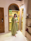 Radiant Beauty: Posing in Emerald Attire