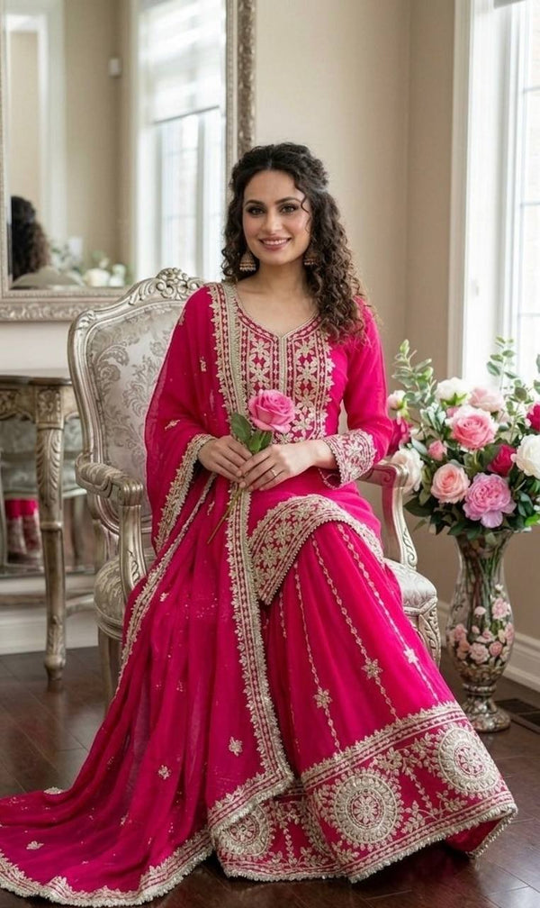 Radiant Elegance: Pink Ethnic Attire