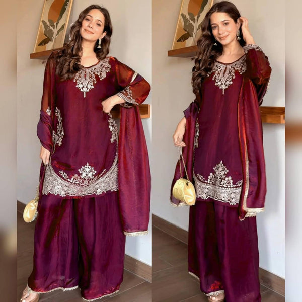 Majestic Maroon Attire Glamour in Garnet