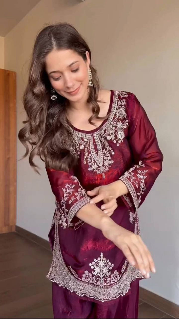 Majestic Maroon Attire Glamour in Garnet